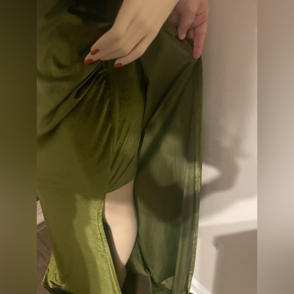 Green Velvety Formal Halter Gown - Picture 8 of 8